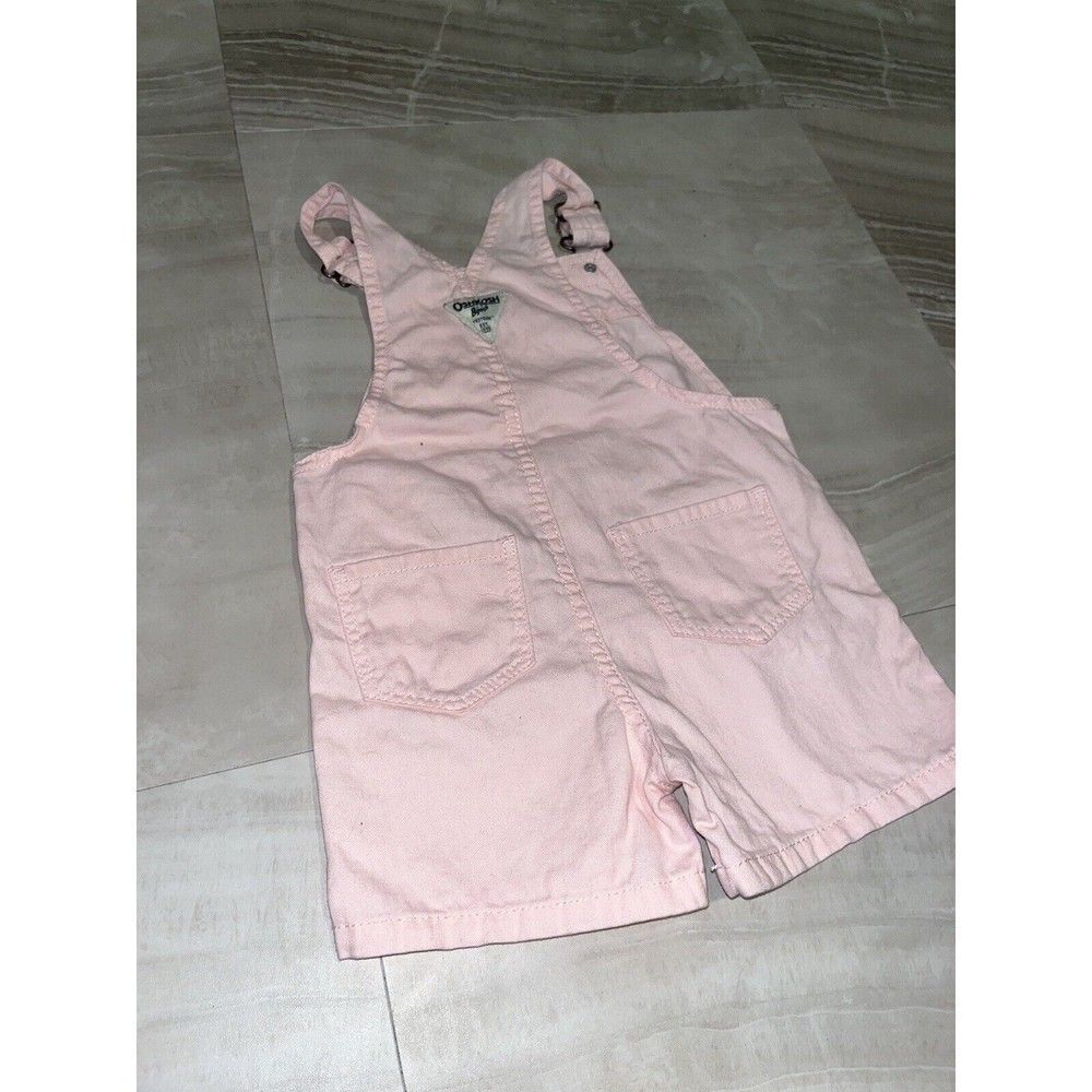 Oshkosh B'gosh 3T Toddler Girl Pink Heart Pocket Overalls Shorts basics - Picture 3 of 4